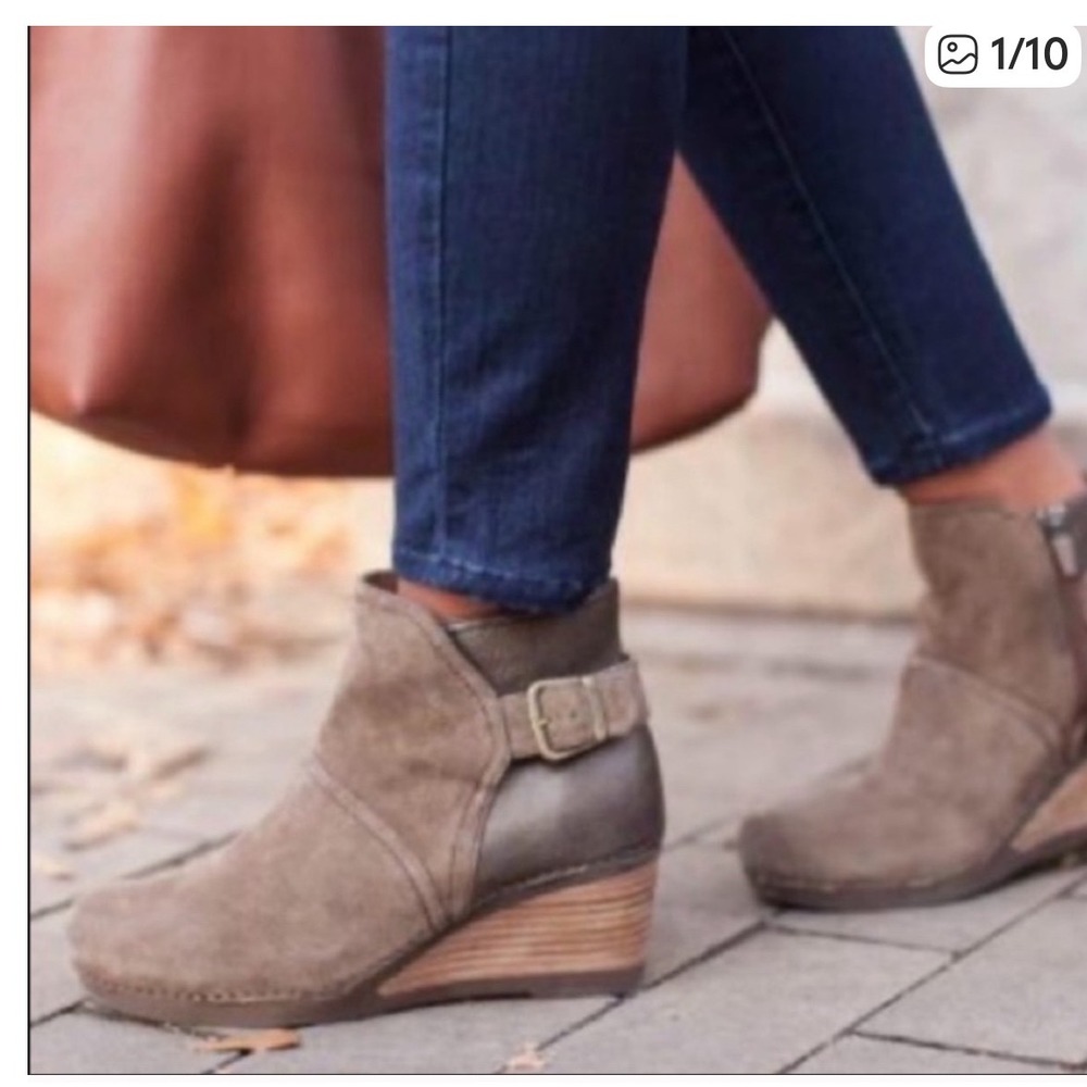 Dansko Taupe Ankle Boots with Buckle